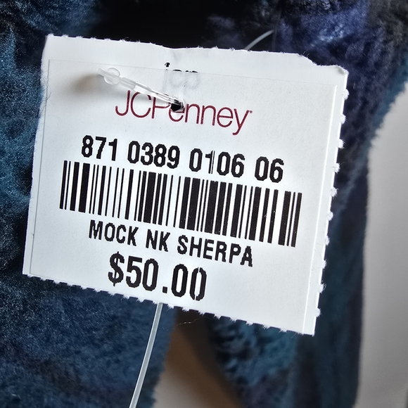St. John's Bay Women's Plaid Blue Sherpa Fleece Mock Neck Sweater Size 5X New - Picture 10 of 12